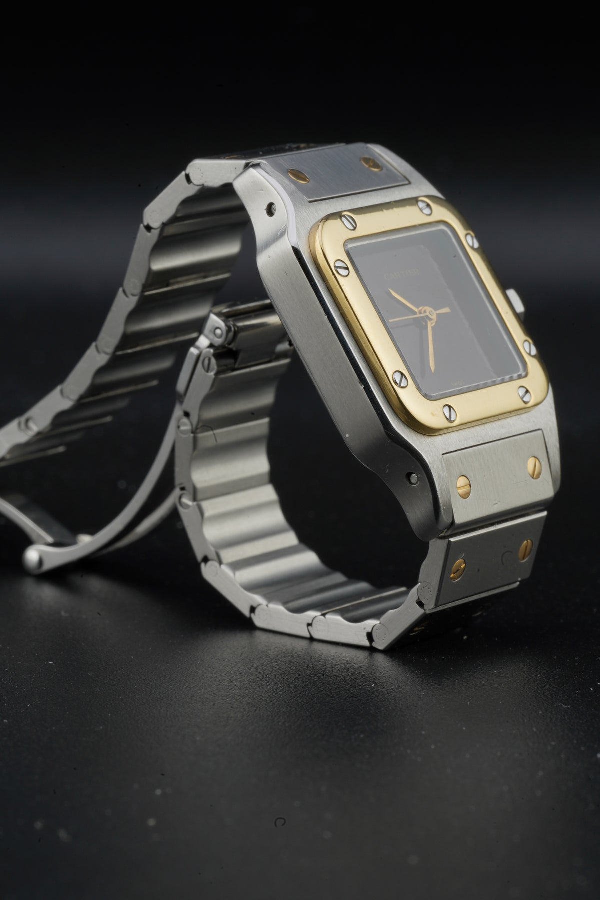 Cartier Santos Burgundy "Spider Dial" or/acier "PM" | Réf. 0902 | '90