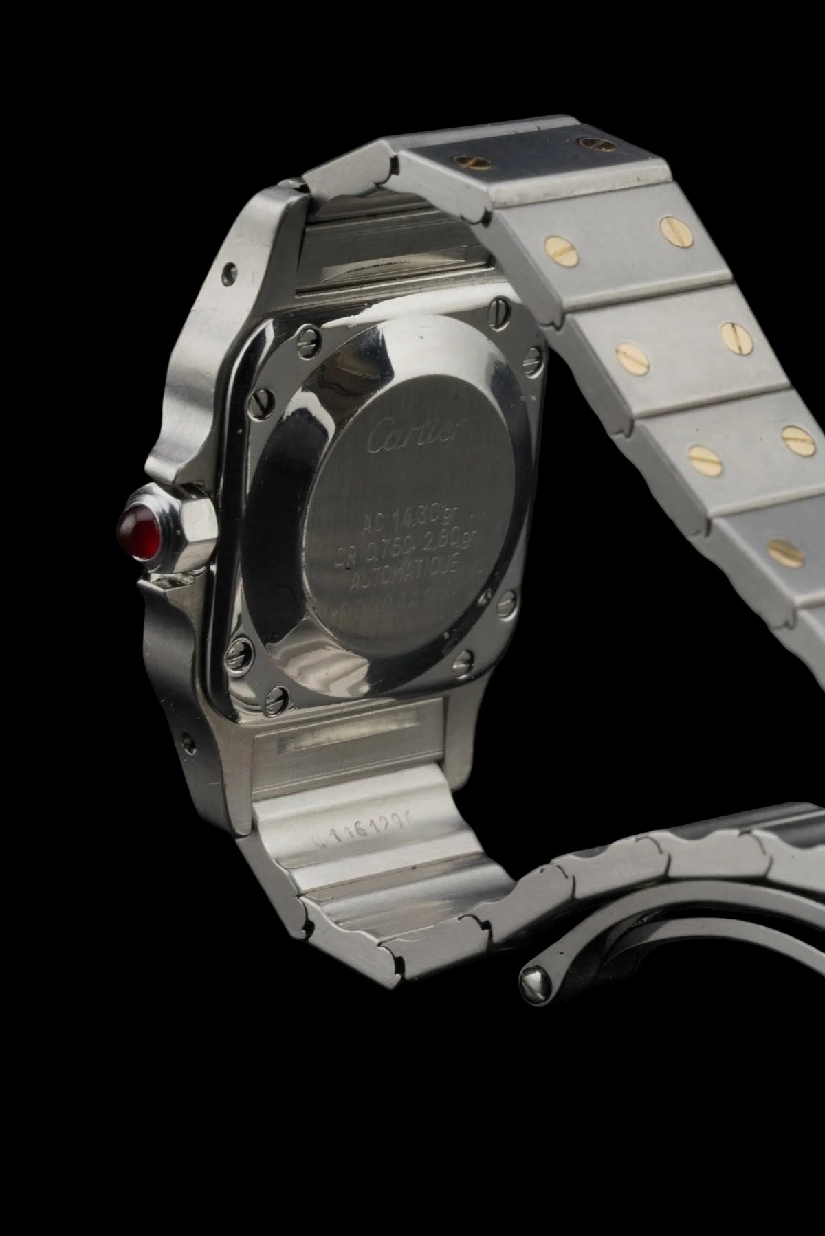 Cartier Santos Burgundy "PM" | "Spider Dial" | or/acier | Réf. 0902 | '90